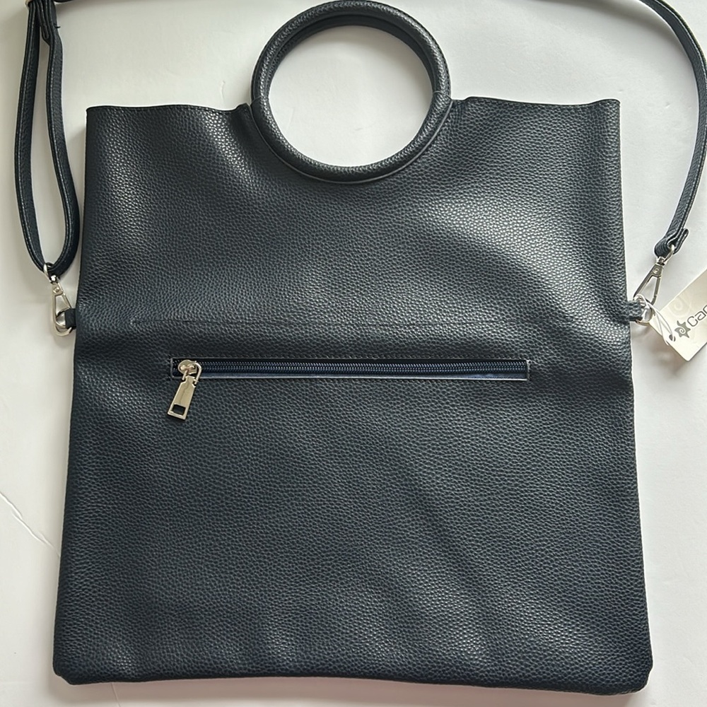 NWT Caracol Tote Bag in Navy Faux Pebbled Leather - Picture 2 of 8
